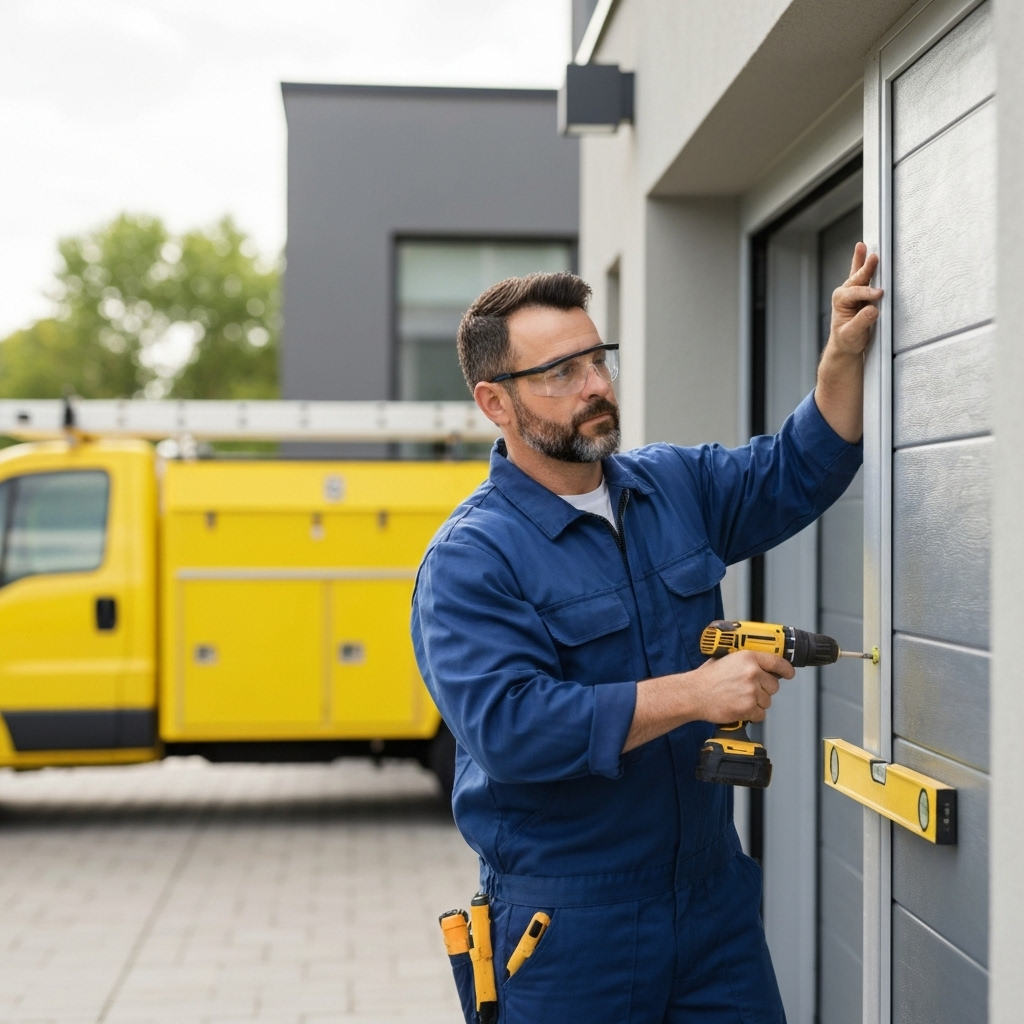 Professional garage door service technician